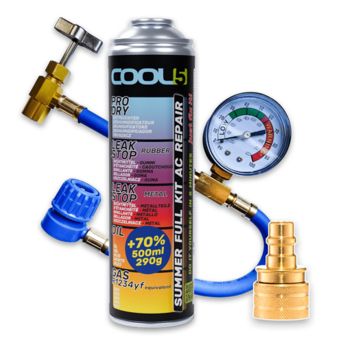 COOL5 5in1 SUMMER FULL KIT AC REPAIR R1234YF 290g + Manometer-Kabel und YF-Adapter